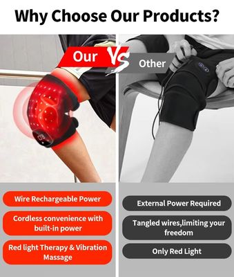 acheter Enveloppe de genou pour le soulagement de la douleur à la lumière rouge 660nm 850nm Massage par vibration infrarouge Pad de chaleur rechargeable et sans fil fabrication en ligne