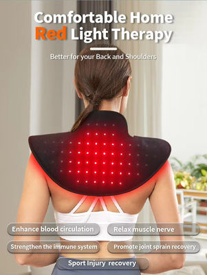 Enveloppe pour le cou et l'épaule de la thérapie de la lumière rouge portable 660nm et 850nm lumière infrarouge sans fil +vibration pour soulager la douleur du haut du corps 660nm / 850nm infrarouge avec massage par vibration, contrôleur sans fil pour la douleur